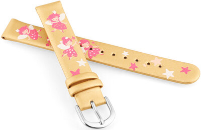 Leather strap JVD RJ7223.3 14mm, gold, children's