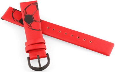 Leather strap JVD JVDRJ7220.3 16mm, red, children's