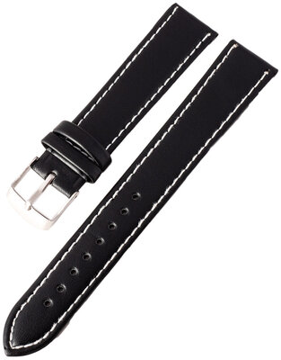 Ricardo Bologna leather strap, black with white stitching