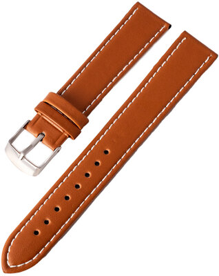 Ricardo Bologna leather strap, orange-brown with white stitching