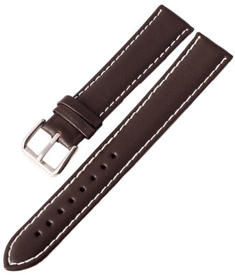 Ricardo Napoli leather strap, dark brown with white stitching